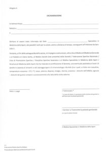 Dichiarazione Sars-COV-2 post visita